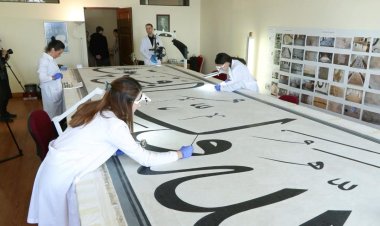 Sultan II. Mahmud'un imzasını taşıyan levhanın restorasyonunda sona doğru