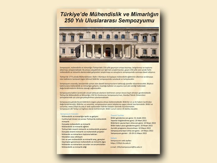 Türkiye'de Mühendislik ve Mimarlığın 250 Yılı Uluslararası Sempozyumu
